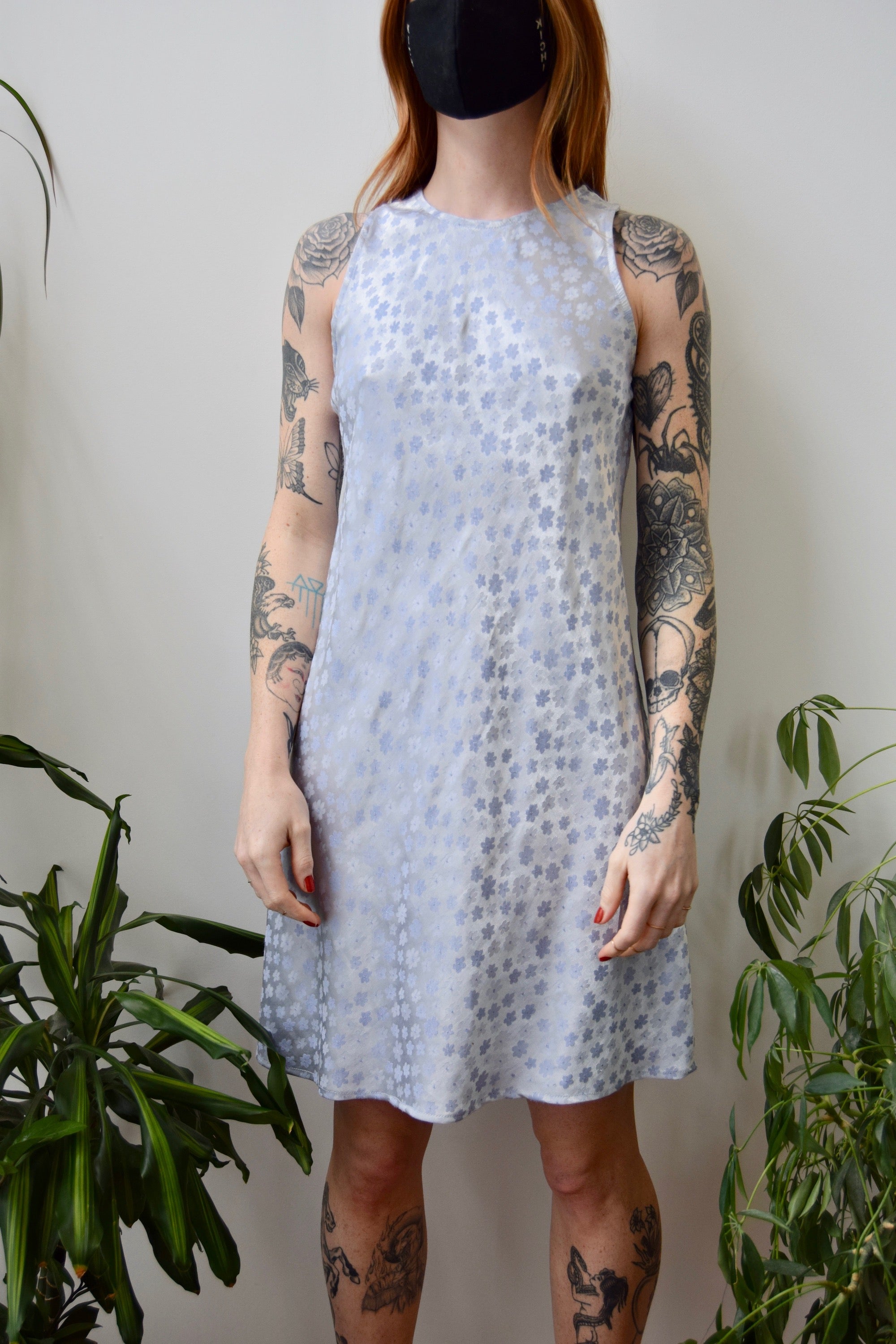 Nineties Icy Ditsy Floral Satin Dress