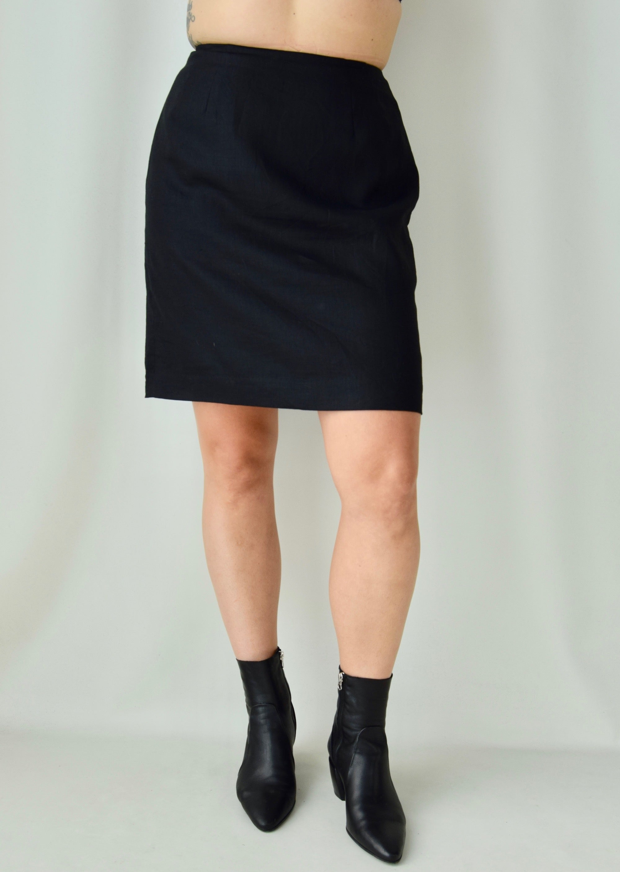 Jet Black Linen Skirt