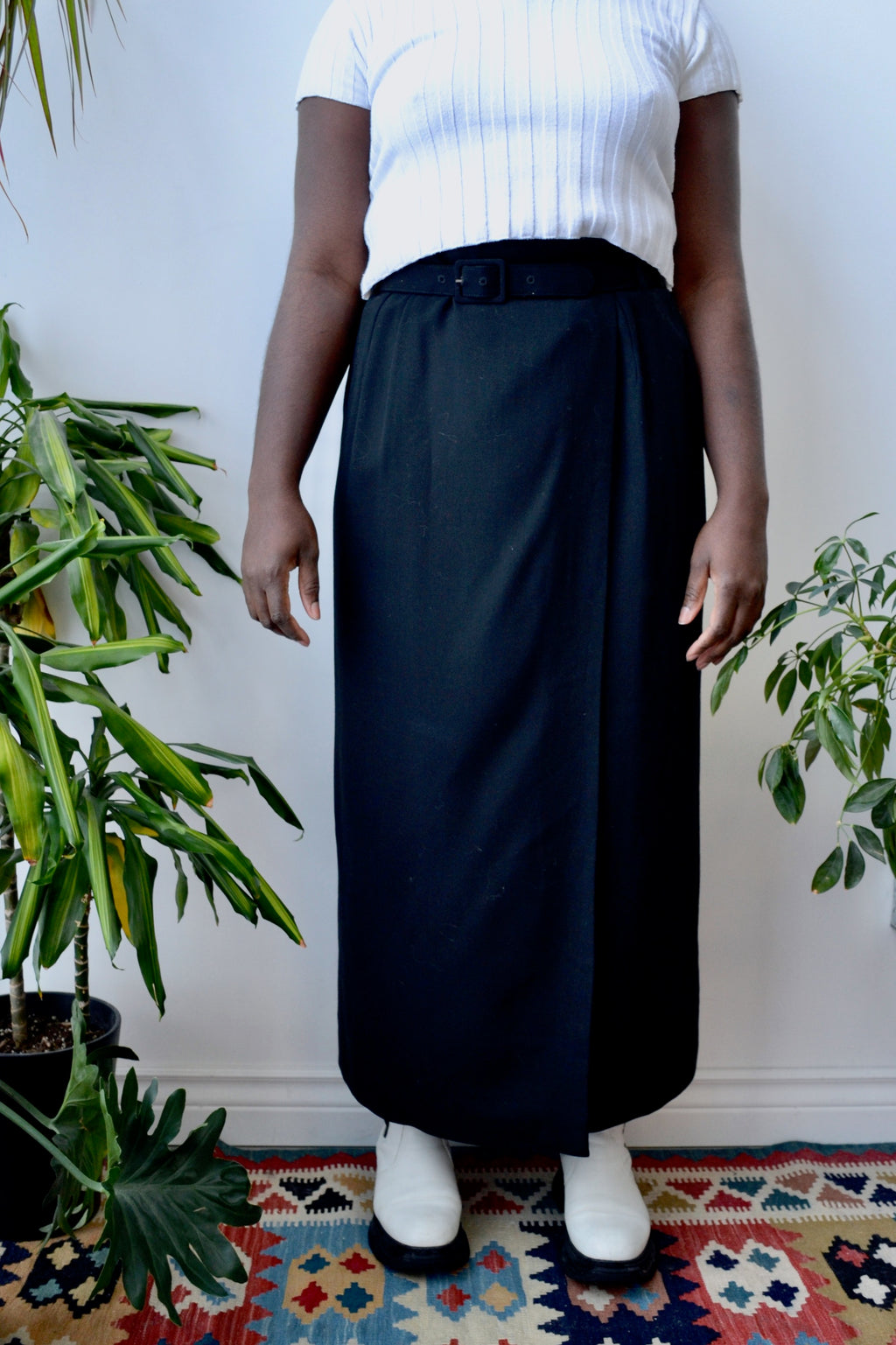 Belted Wool Skirt