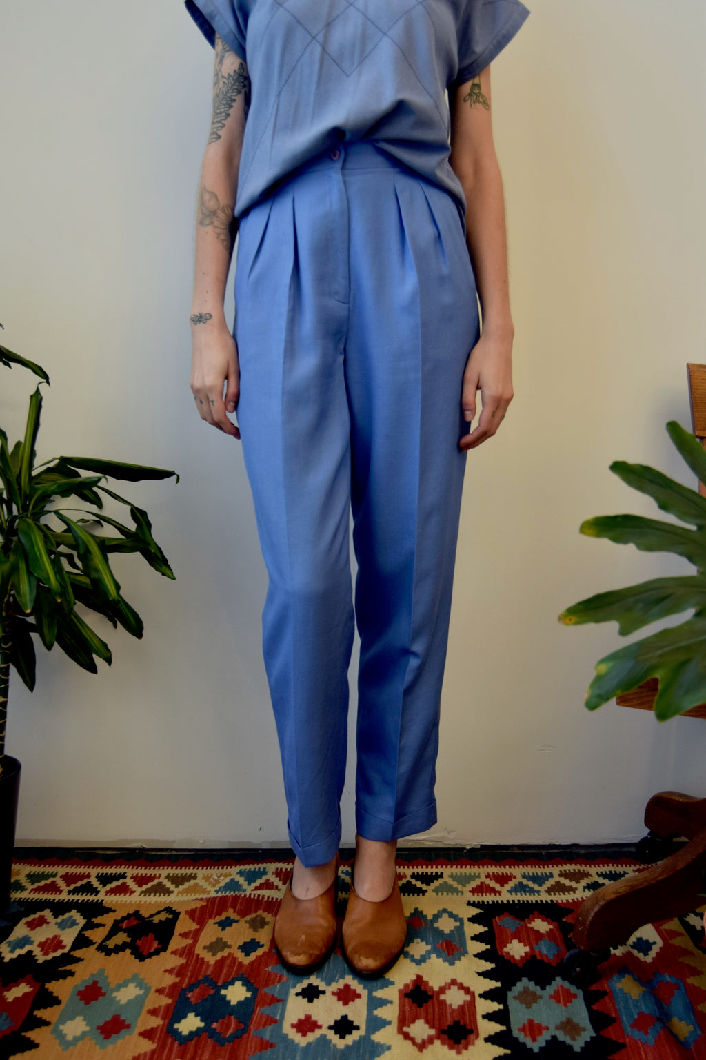 Periwinkle Rayon & Linen Pants