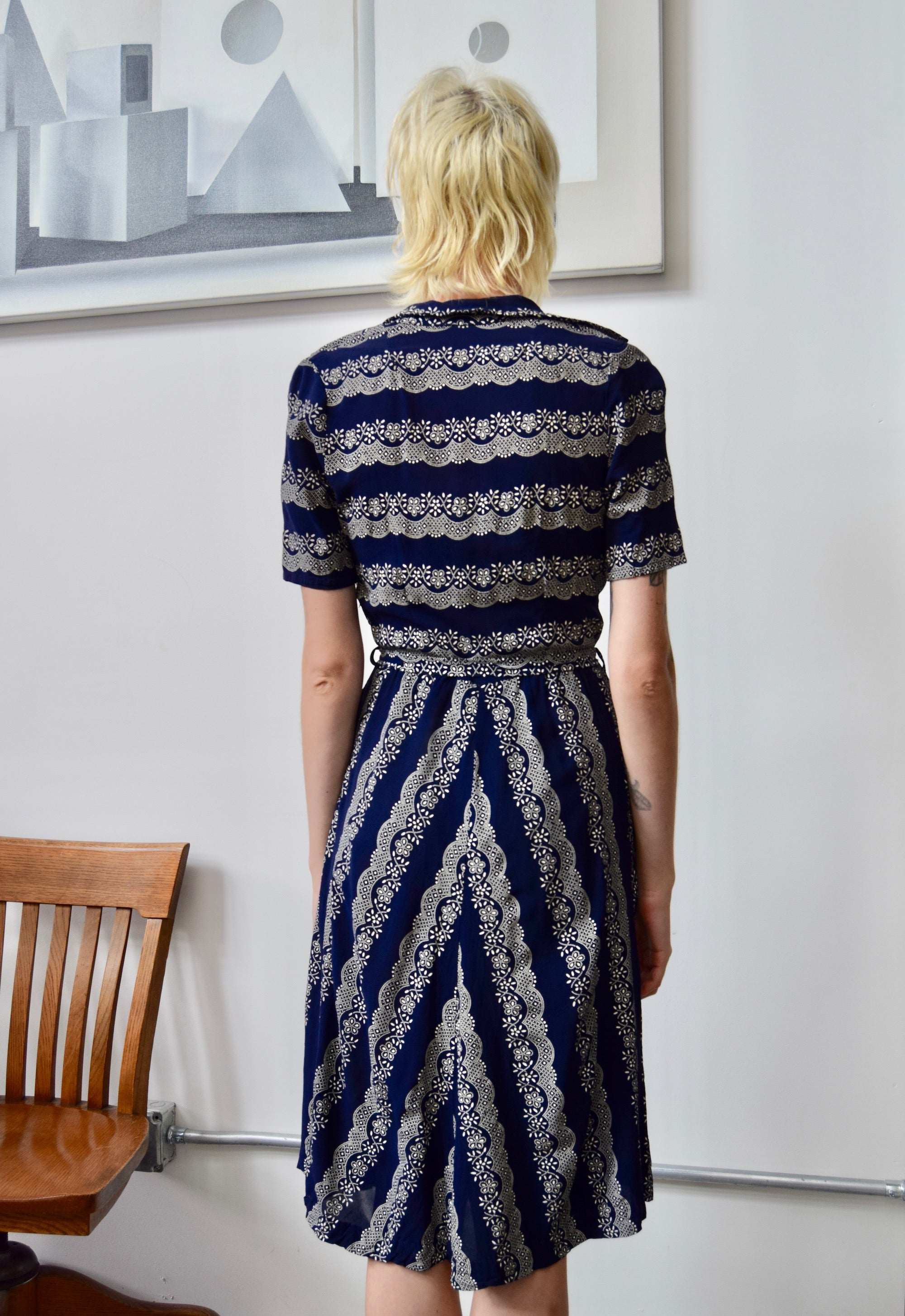 Vintage Lace Print Dress