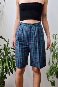 Plaid Linen Trouser Shorts