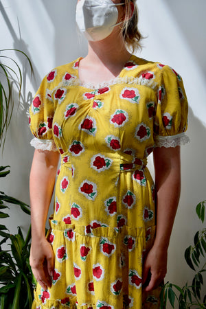 Forties Floral Feedsack Cotton Gown