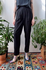 J Peterman Black Silk Trousers