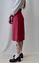 Cerise Linen Designer Skirt