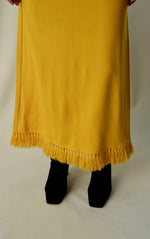 Vintage Golden Poppy Tassel Straight Knit Maxi Skirt