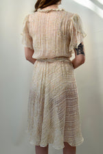 Vintage Sheer Silk Flutter Sleeve Dress