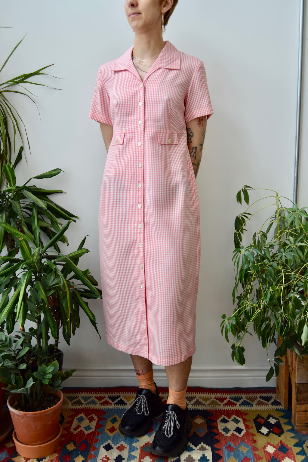 Pink Gingham Shirtdress