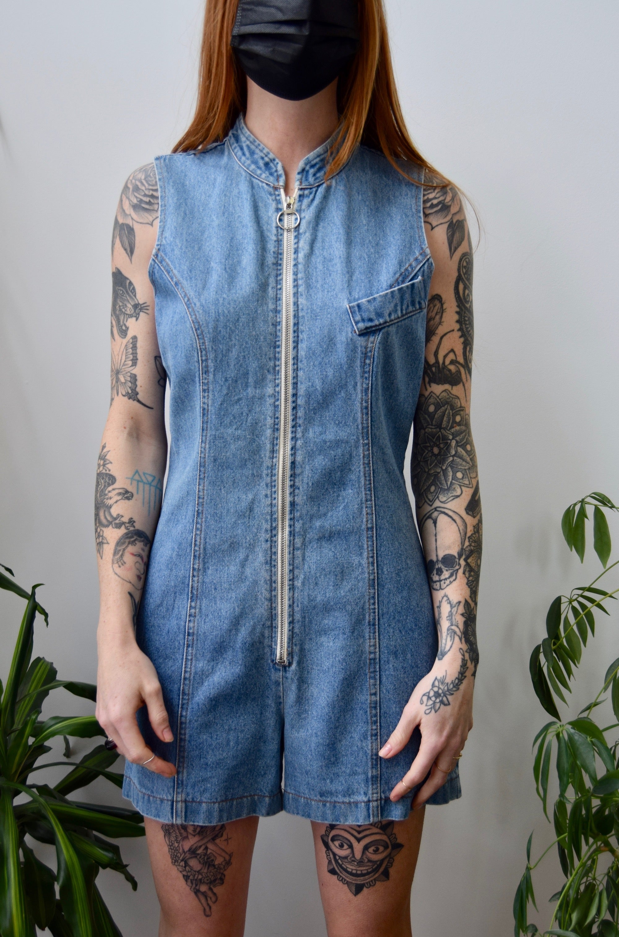 Now And Then Denim Romper
