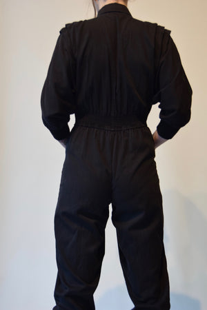 Vintage 80's Black Cotton Jumpsuit