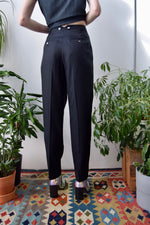 J Peterman Black Silk Trousers