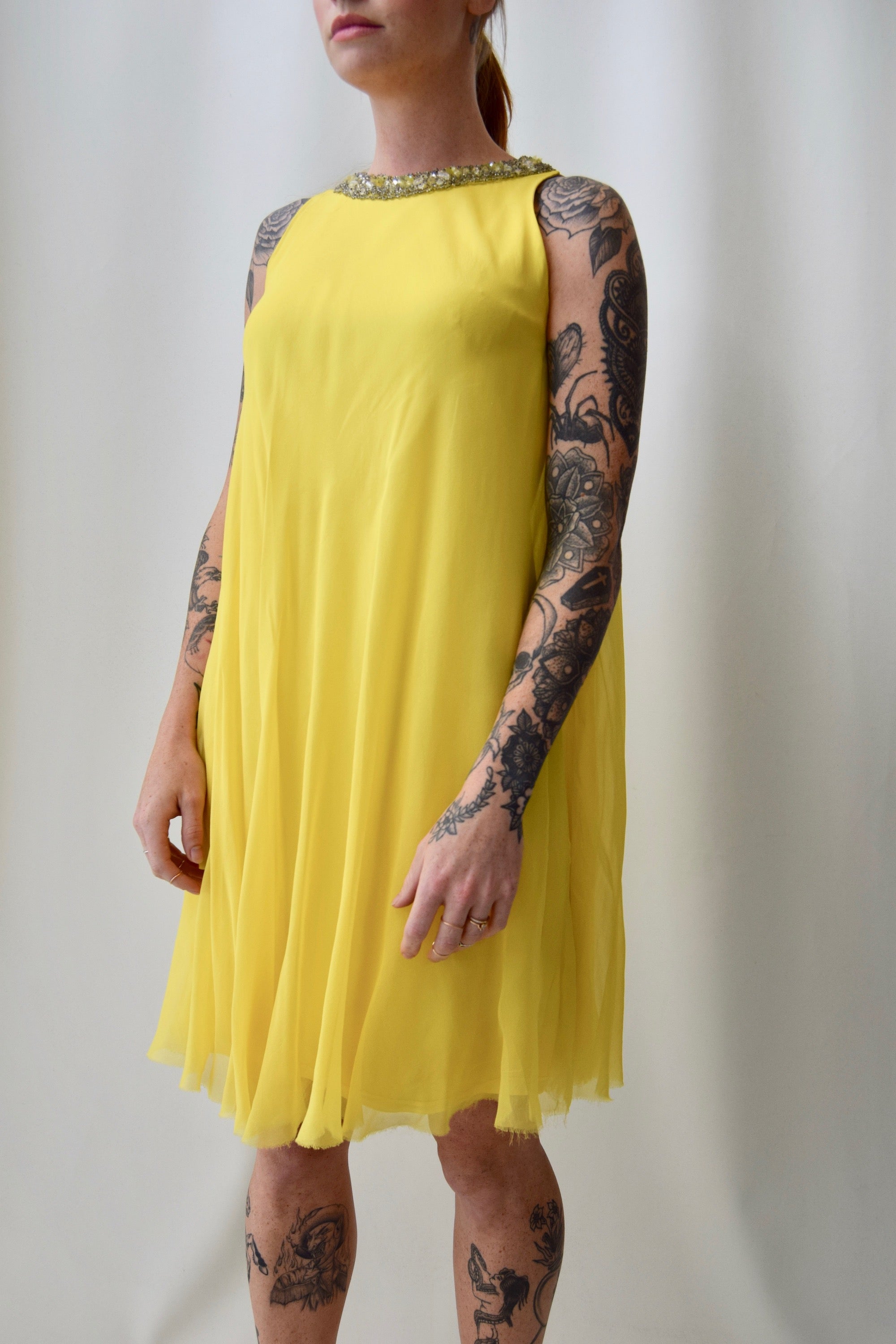 Sixties Sunny Silk Trapeze Dress