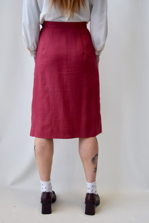 Cerise Linen Designer Skirt