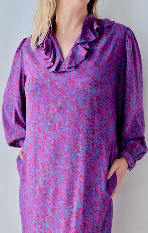 Purple Silk Ruffle Dress