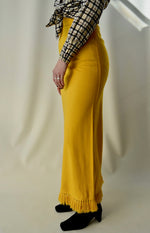 Vintage Golden Poppy Tassel Straight Knit Maxi Skirt