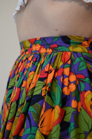 Vintage Christian Dior "Coordonnès" Floral Fruit Designer Skirt