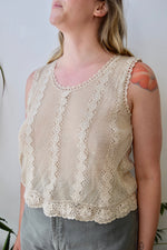 Sand Floral Crochet Top
