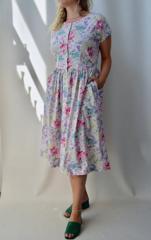 Sweetheart Butterfly Floral Cotton Dress
