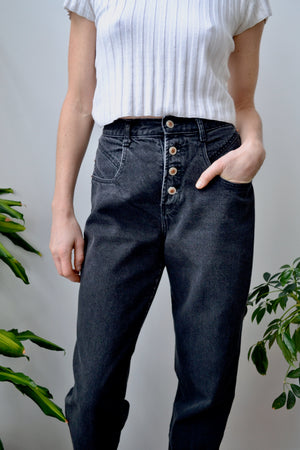 Black Button Fly Eighties Jeans