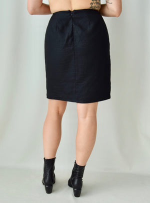 Jet Black Linen Skirt