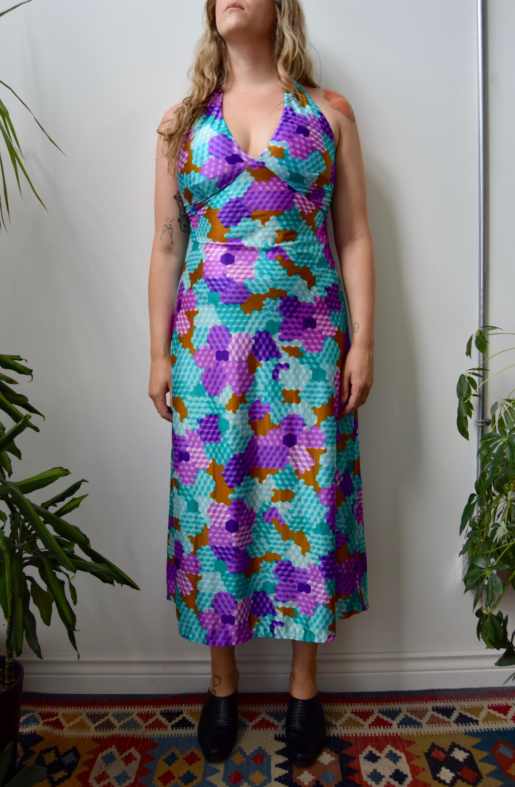 Seventies Cubism Floral Dress