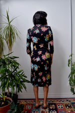 Vintage Black Floral Wiggle Dress