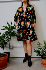70's Floral Trapeze Dress