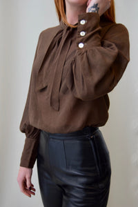 1960's Sheer Brown Striped Blouse
