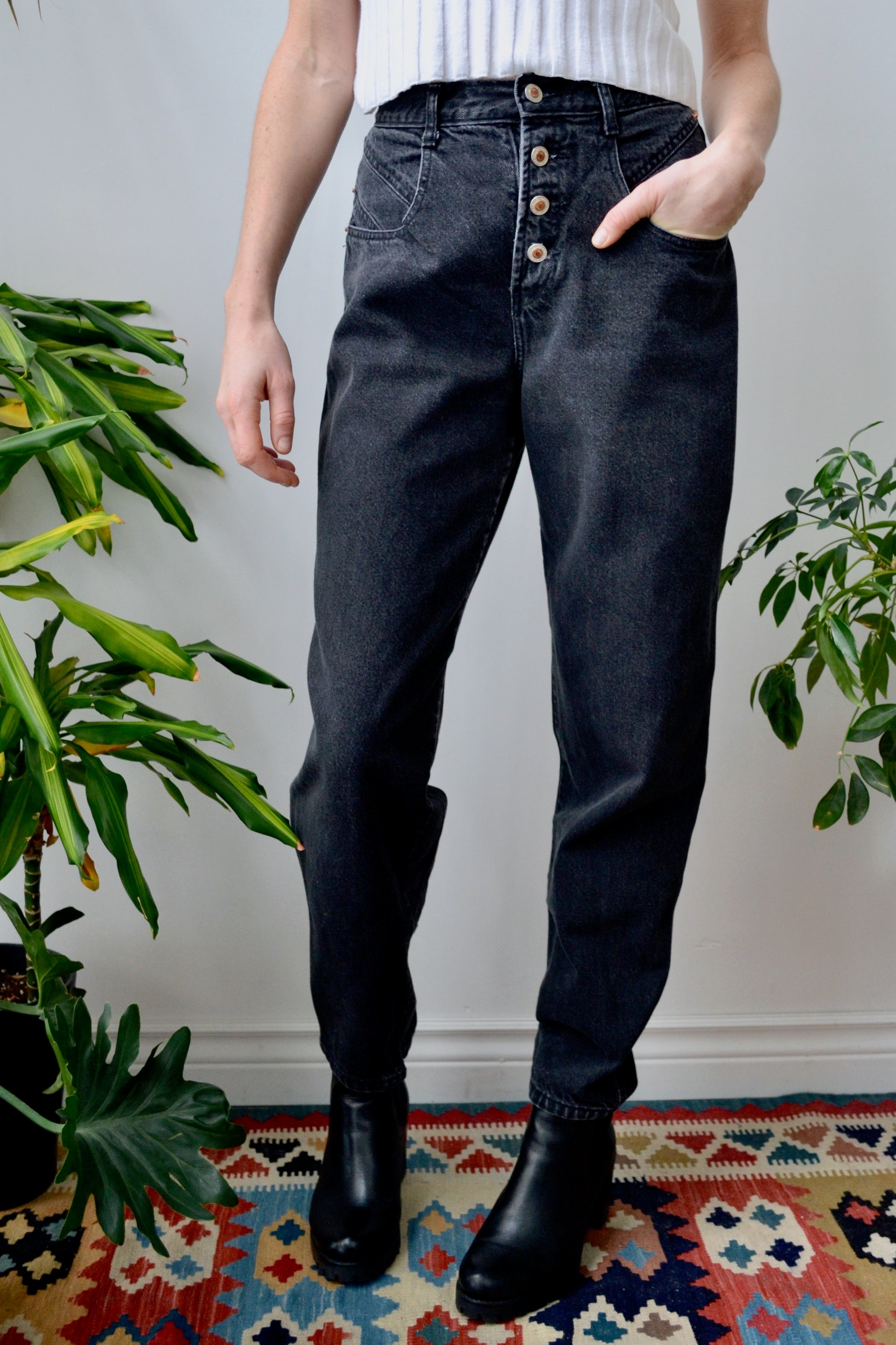 Black Button Fly Eighties Jeans