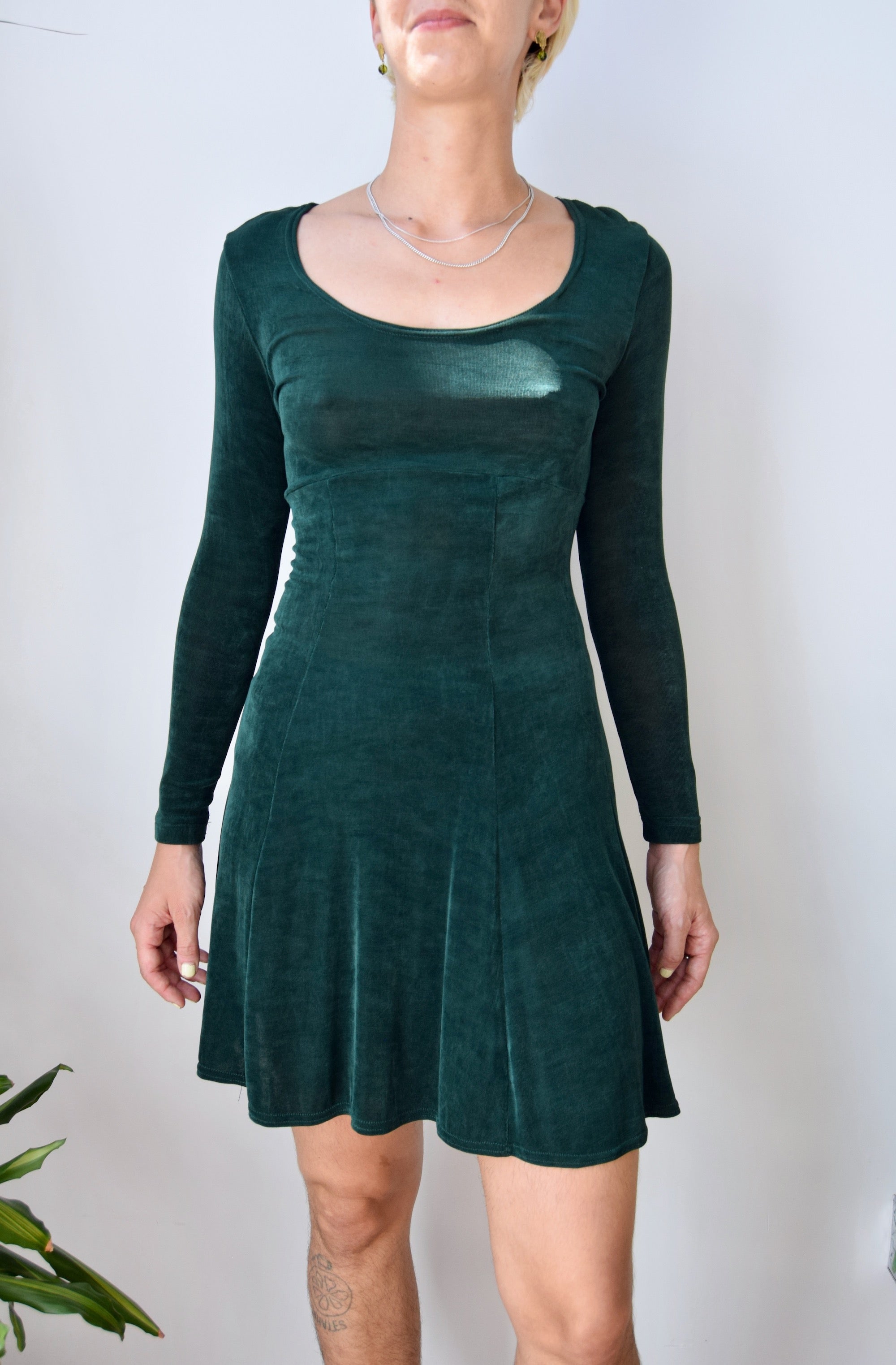 Slinky Emerald Skater Dress