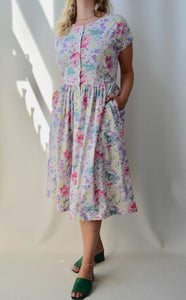 Sweetheart Butterfly Floral Cotton Dress