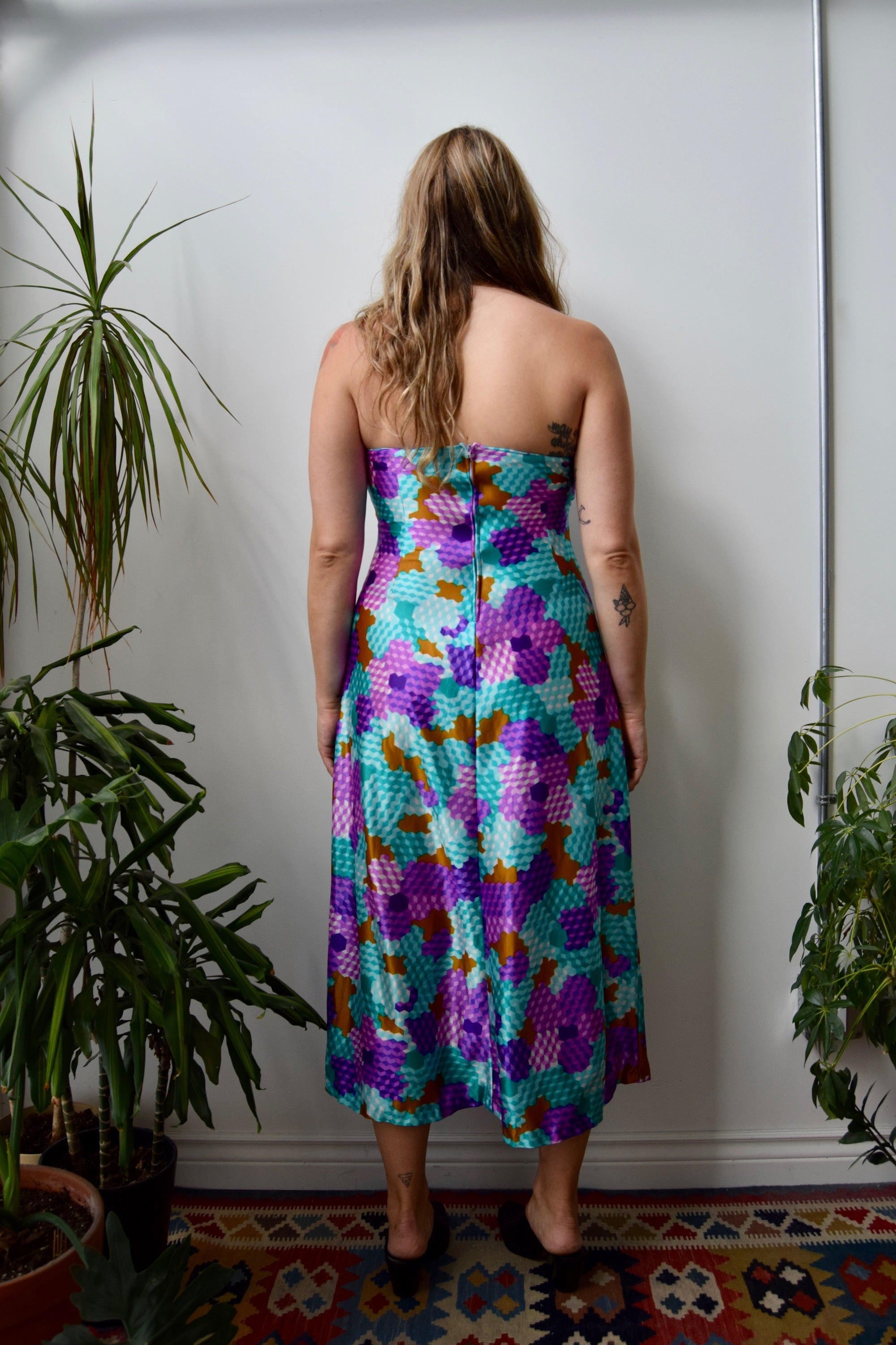 Seventies Cubism Floral Dress