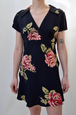 90's Black Floral Mini Dress