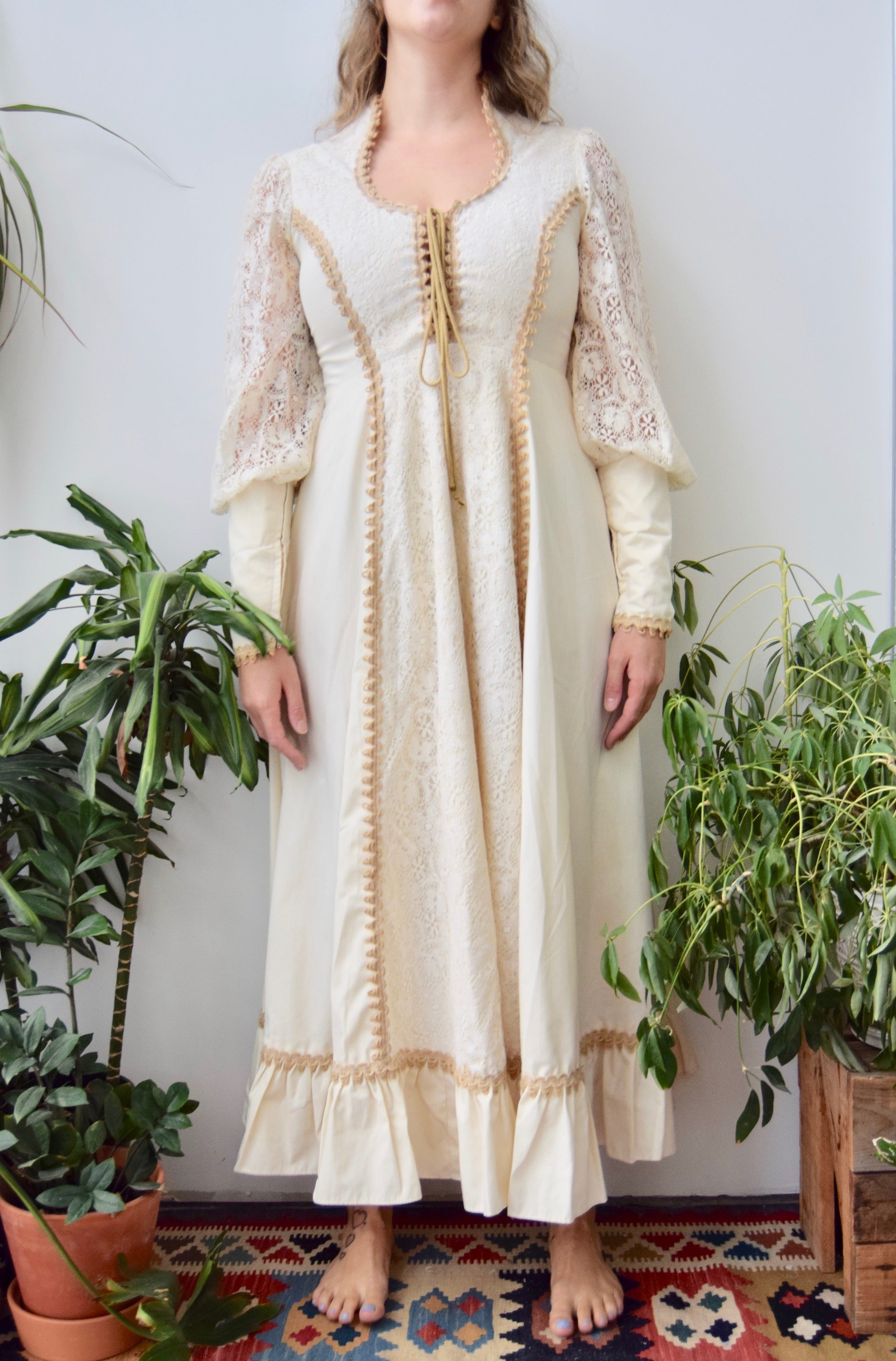 cream medieval dress Medieval Dress in Cream Ruffles, Romantic Cottagecore Dress Gift