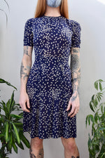 Vintage Blowing Leaves Rayon Dress