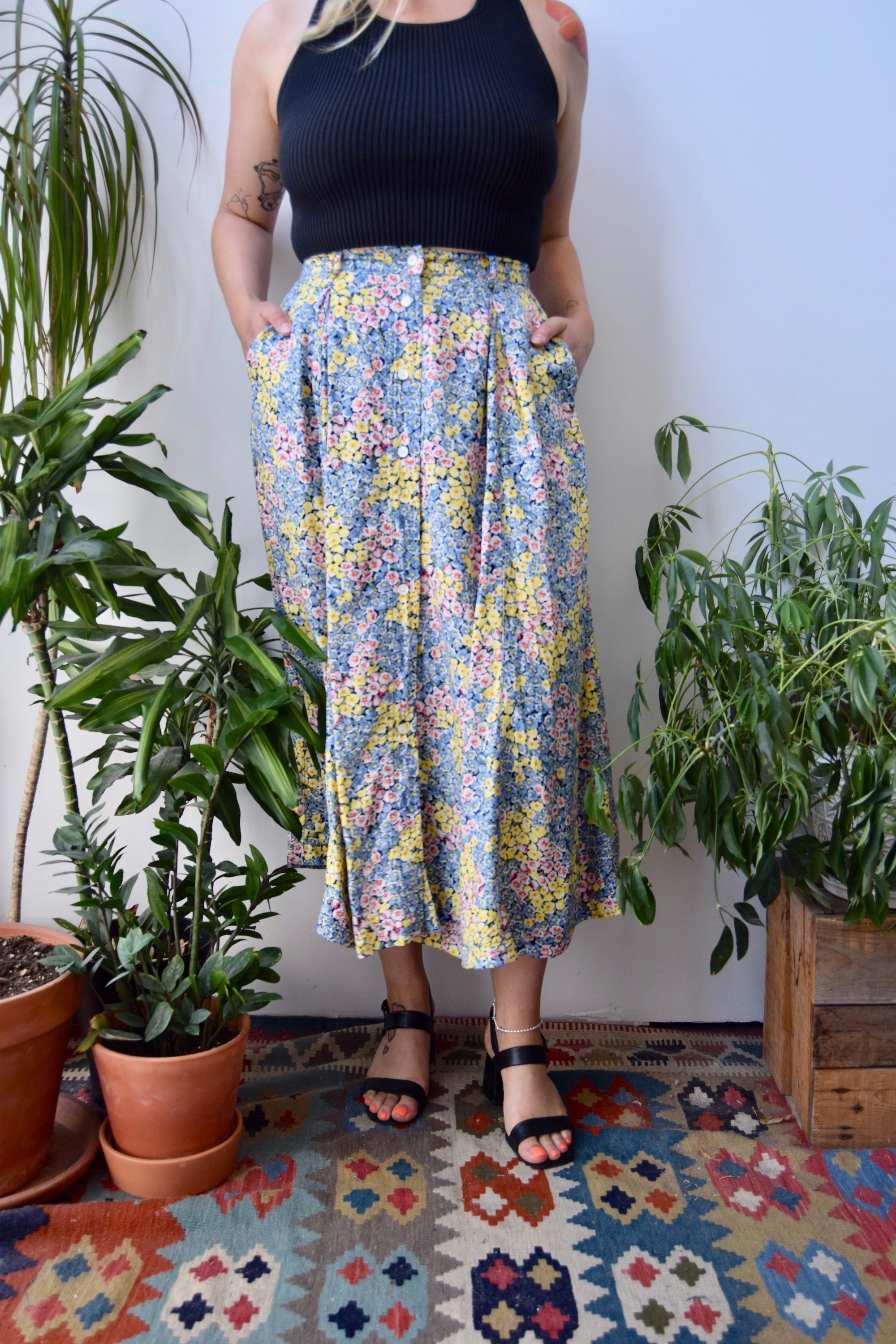 Rayon Floral Bouquet Skirt