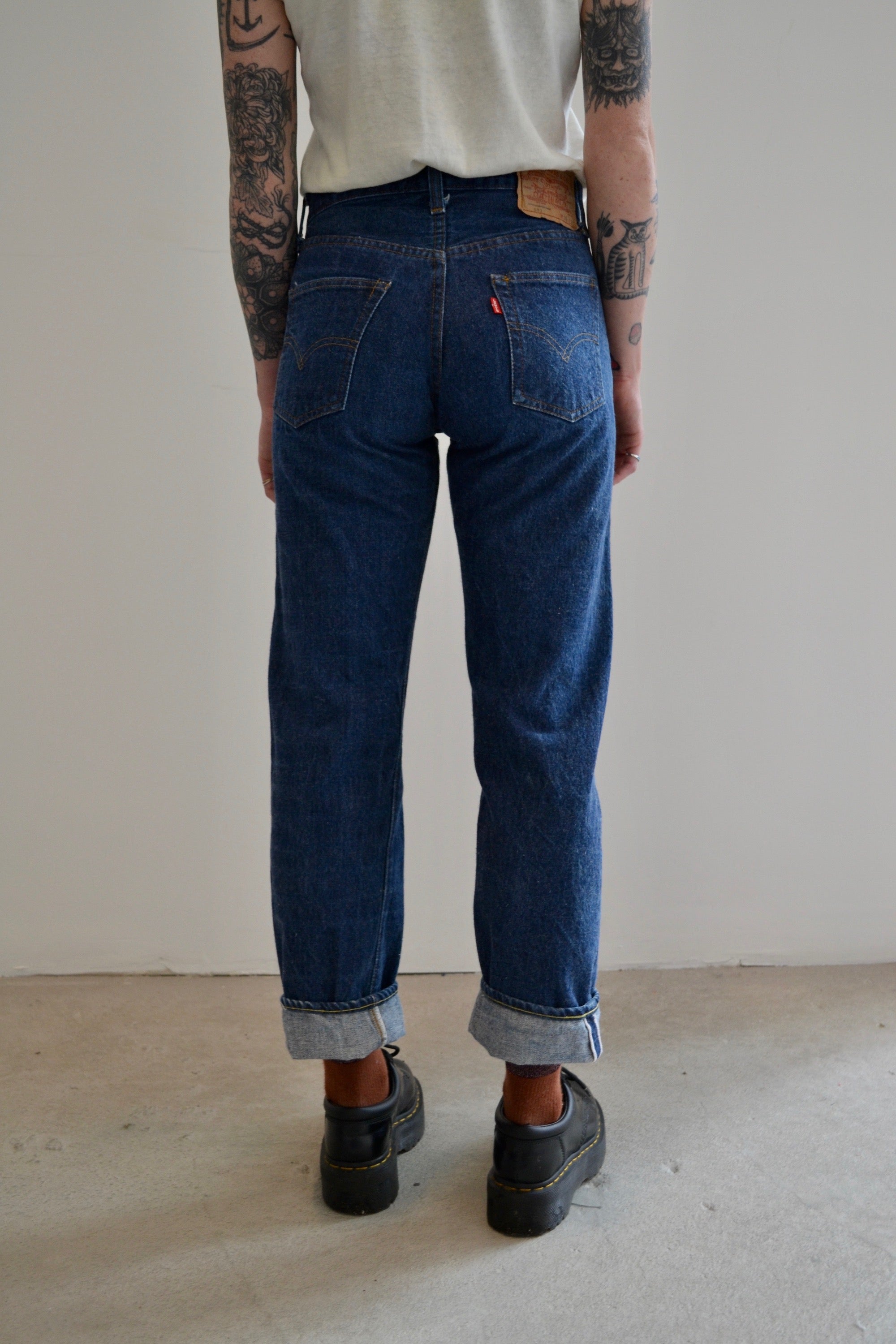 1980's Levis 501 Dark Wash Denim Selvedge Jeans