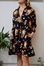 70's Floral Trapeze Dress