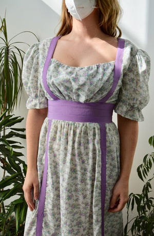 Seventies Lilac Ribbon Regency Dress