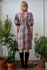 Vintage Silk Balloon Sleeve Dress