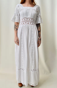 Vintage Mexican Crocheted Lace Wedding Dress
