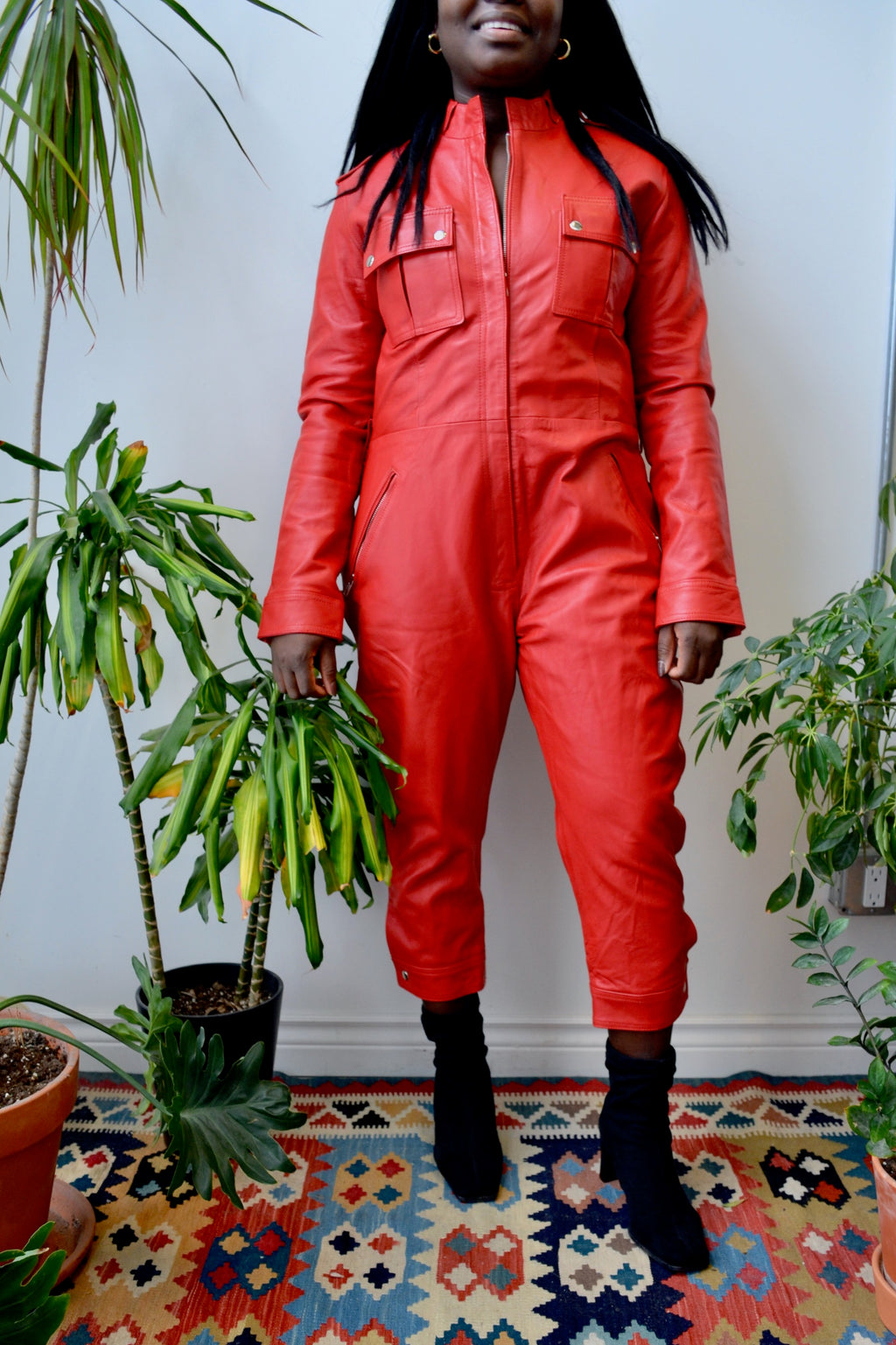 Red Leather Jumpsuit