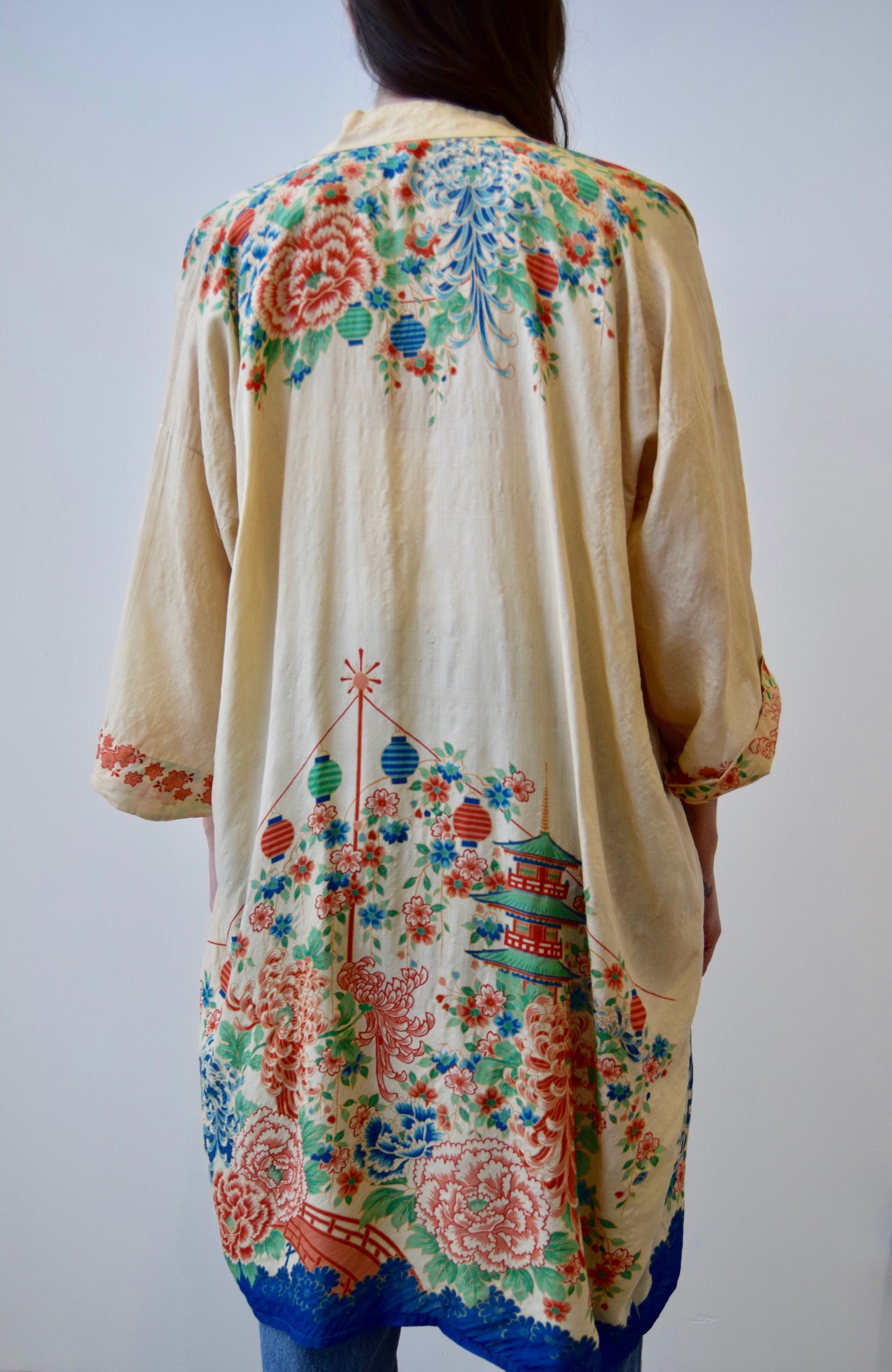 1920's Japanese Pongee Silk Robe