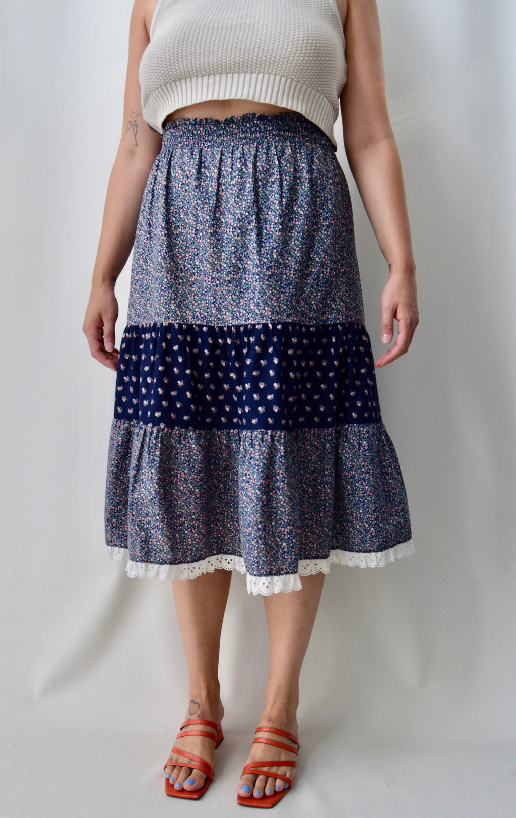 Vintage 70's Micro Floral Peasant Skirt
