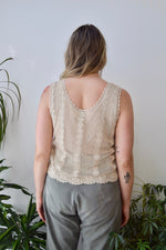 Sand Floral Crochet Top