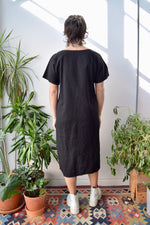 Black Woven Cotton Dress