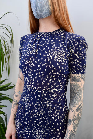 Vintage Blowing Leaves Rayon Dress