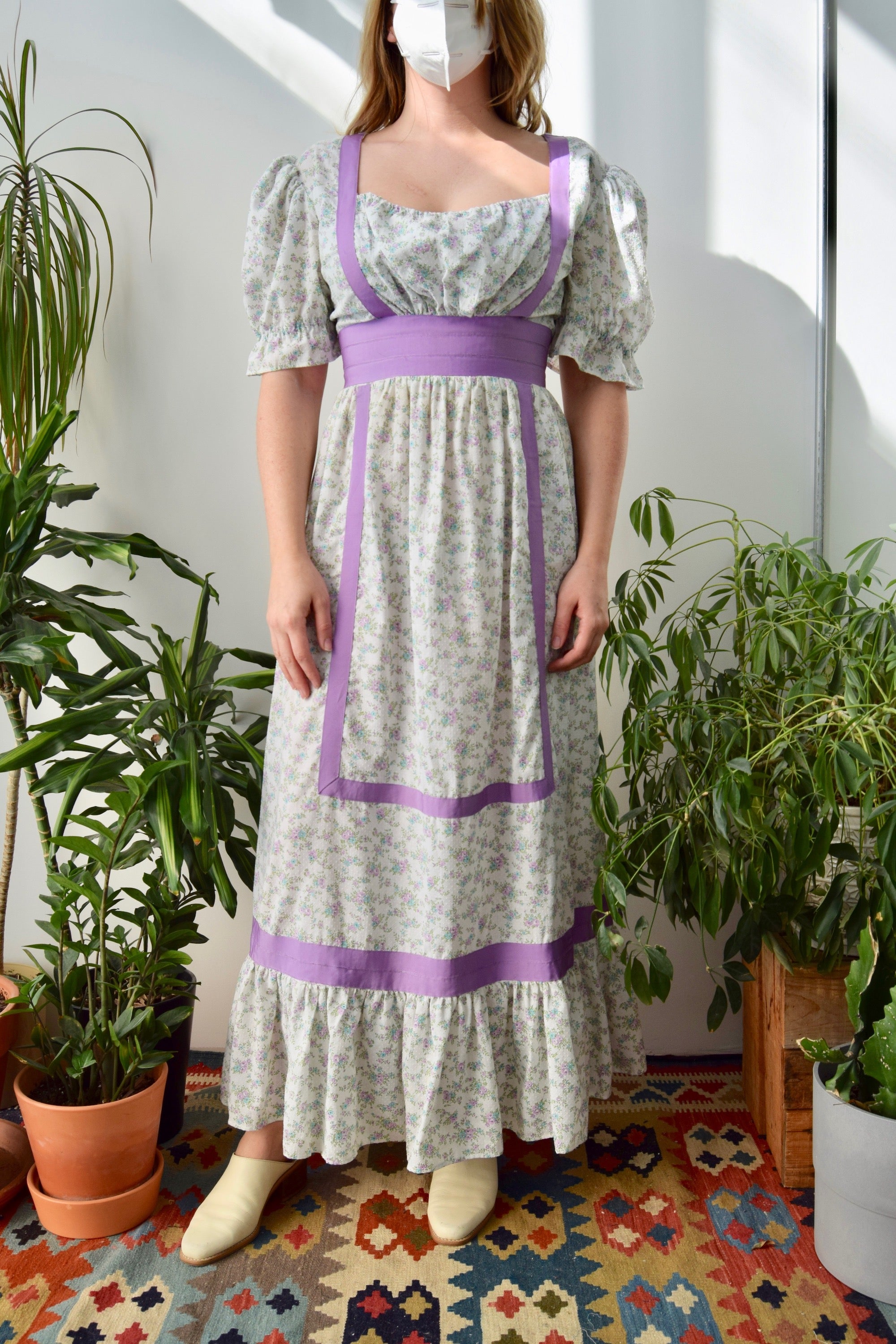 Seventies Lilac Ribbon Regency Dress