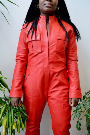 Red Leather Jumpsuit