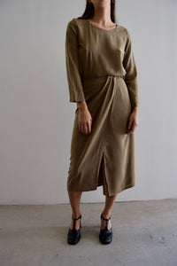 Hugo Buscati Silk Taupe Two Piece Set